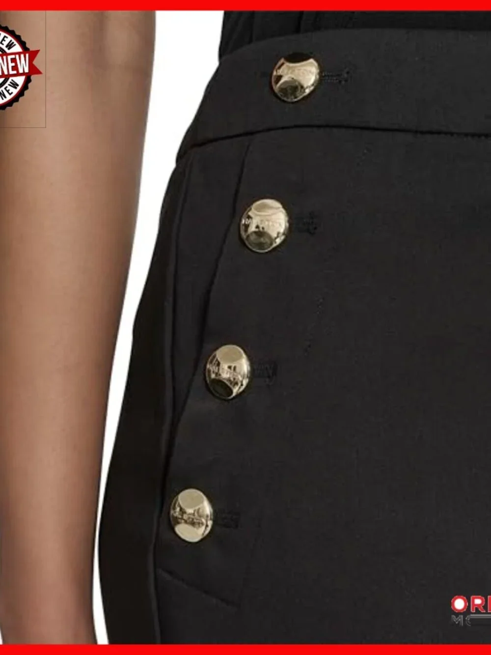 Straight Leg Work Trousers with Hidden Closure Gold Button Details